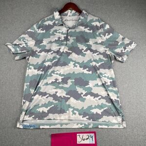 Robert Graham Polo Shirt 3XL Green White Camouflage Performance Lightweight Mens